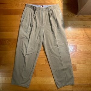 Vintage 90's Tommy Hilfiger Front Pleated Men's Khaki Dress Pants 100% Cotton